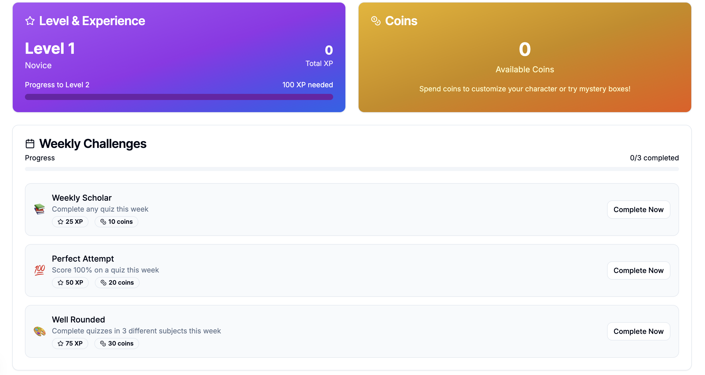 Gamified Learning Screenshot